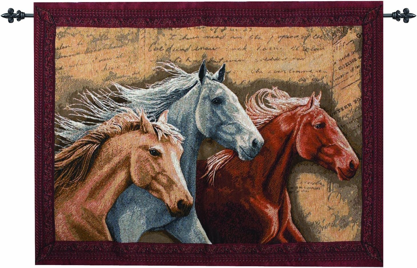 Manual Woodworkers & Weavers 3 Horses Woven Tapestry Wall