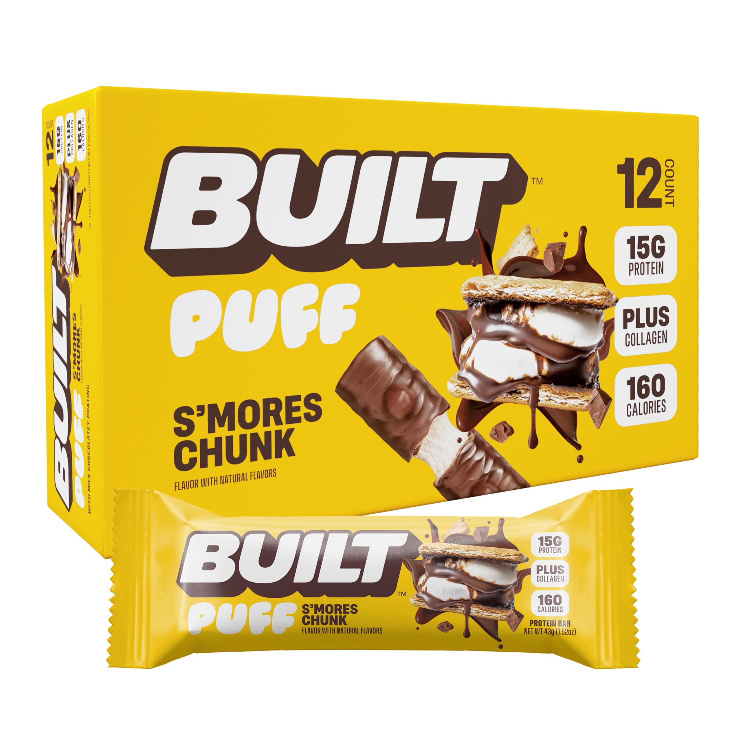 Built Bar Puff Protein Bars Smores Chunk Puff 15g Protein | Desertcart ...