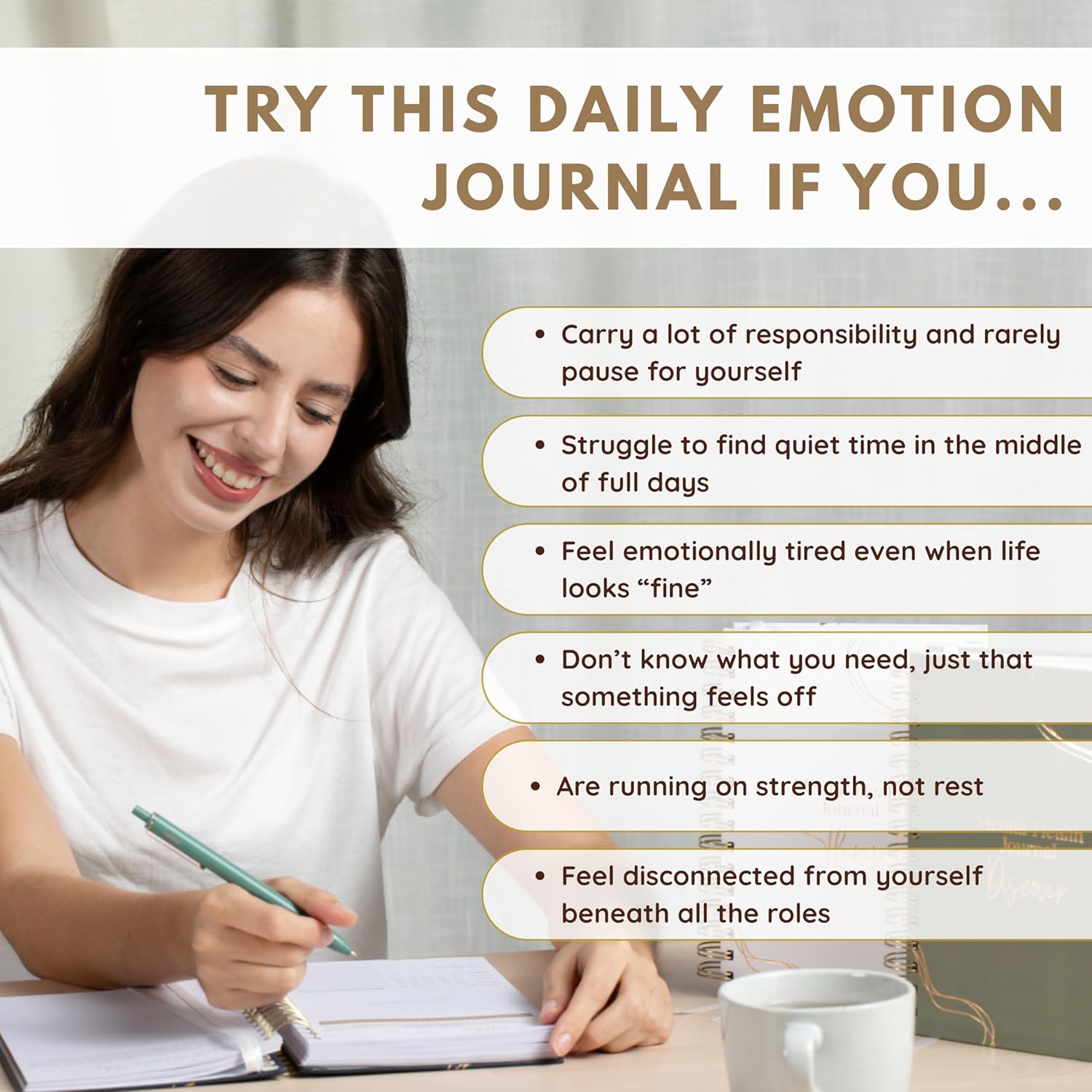 Discover Mental Health Journal for Beginners, 90 Days of Guided Reflection and Emotional Awareness Prompts, Spiral Bound Undated Planner, 5.6 x 8.3 Inches