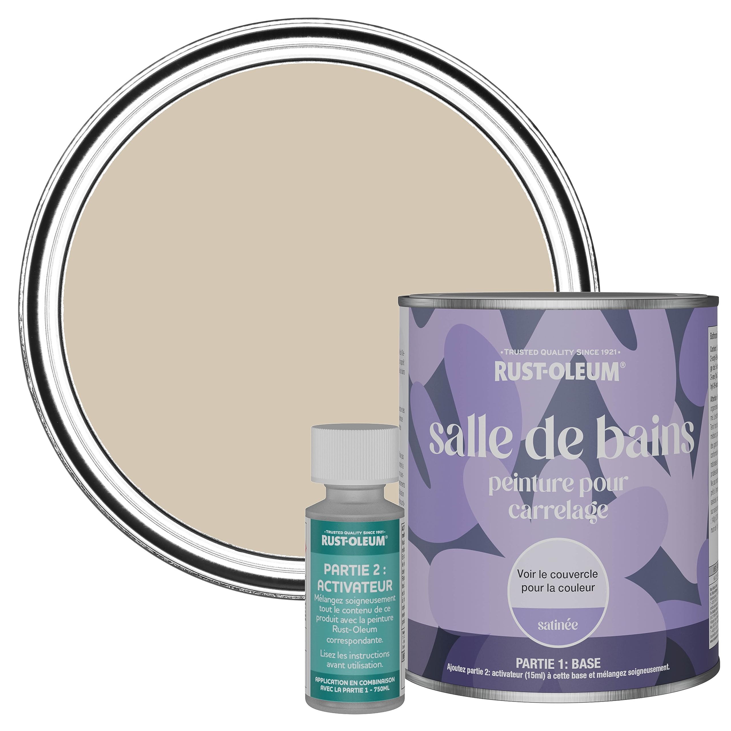 Rust-Oleum Peinture Beige Résistante à l'eau pour Carrelage de Salle de Bain, Finition Satinée - Caramel 750ml