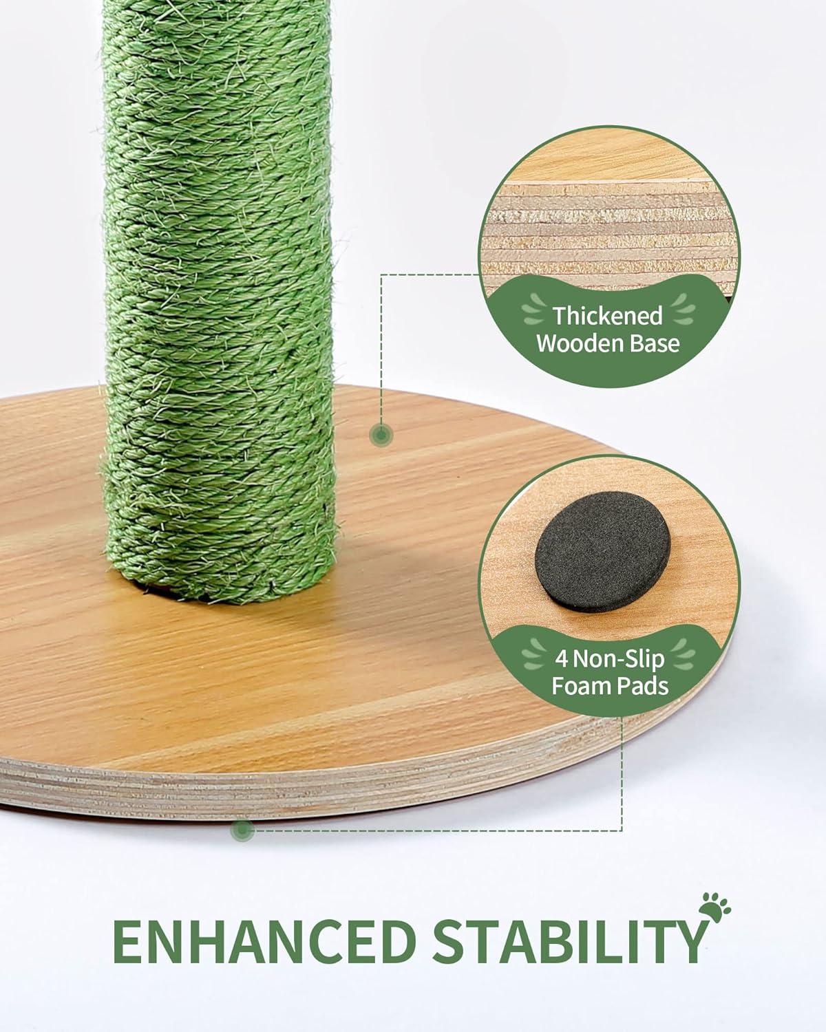 Made4Pets Cat Scratching Post, Cactus Cat Scratcher Kitten Scratching Post with Natural Sisal Rope for Indoor Cats Claw Scratcher, Vertical Green Cat Tree with Dangling Balls for Small Cats Kittens : Pet Supplies