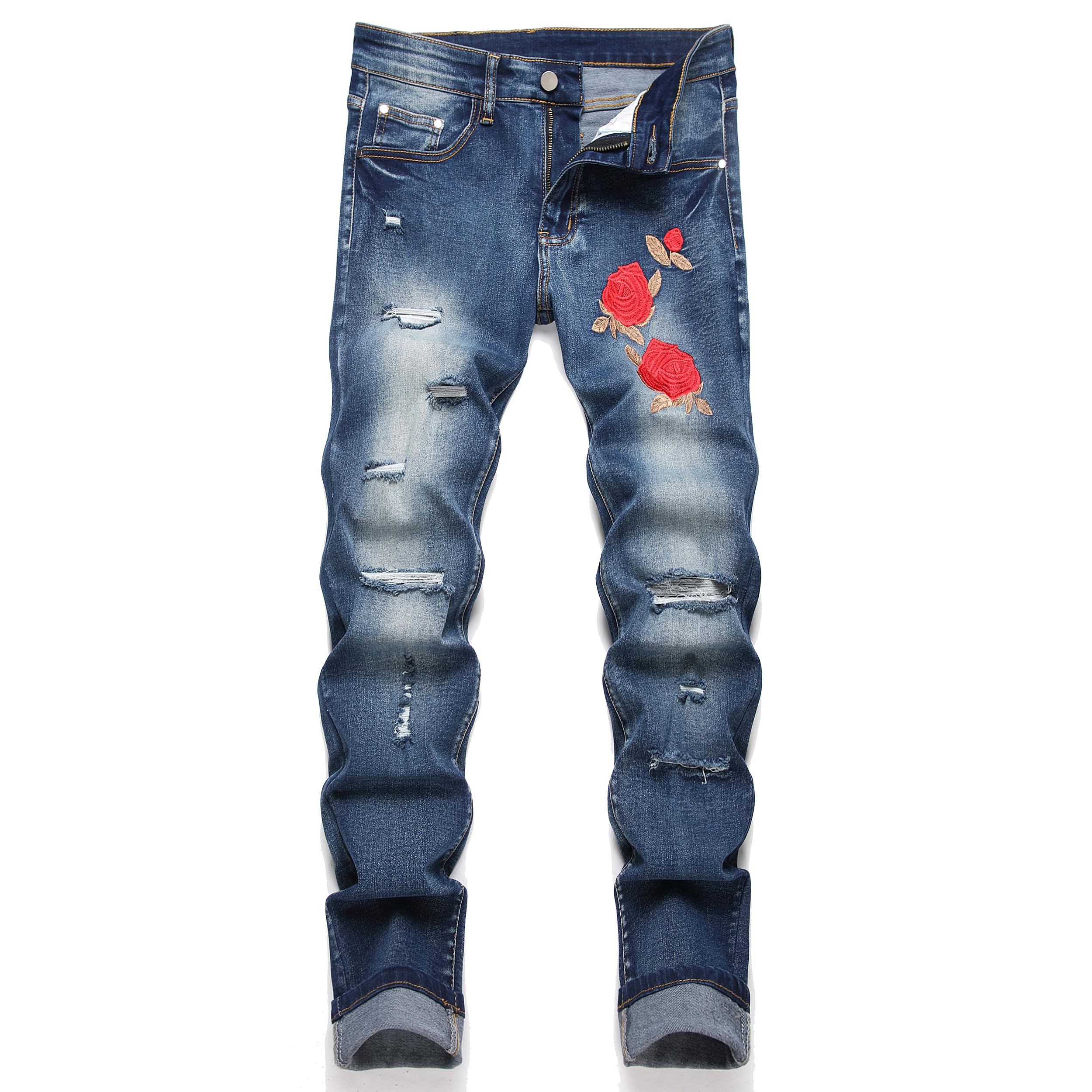 OIIIO Men's Athletic Fit Jeans Denim Pants