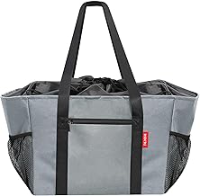 Eco Bag, Foldable Shopping Bag with Drawstring, Lightweight, Durable, Hand-held and Shoulder Strap, Shopping Bag for Cart Size