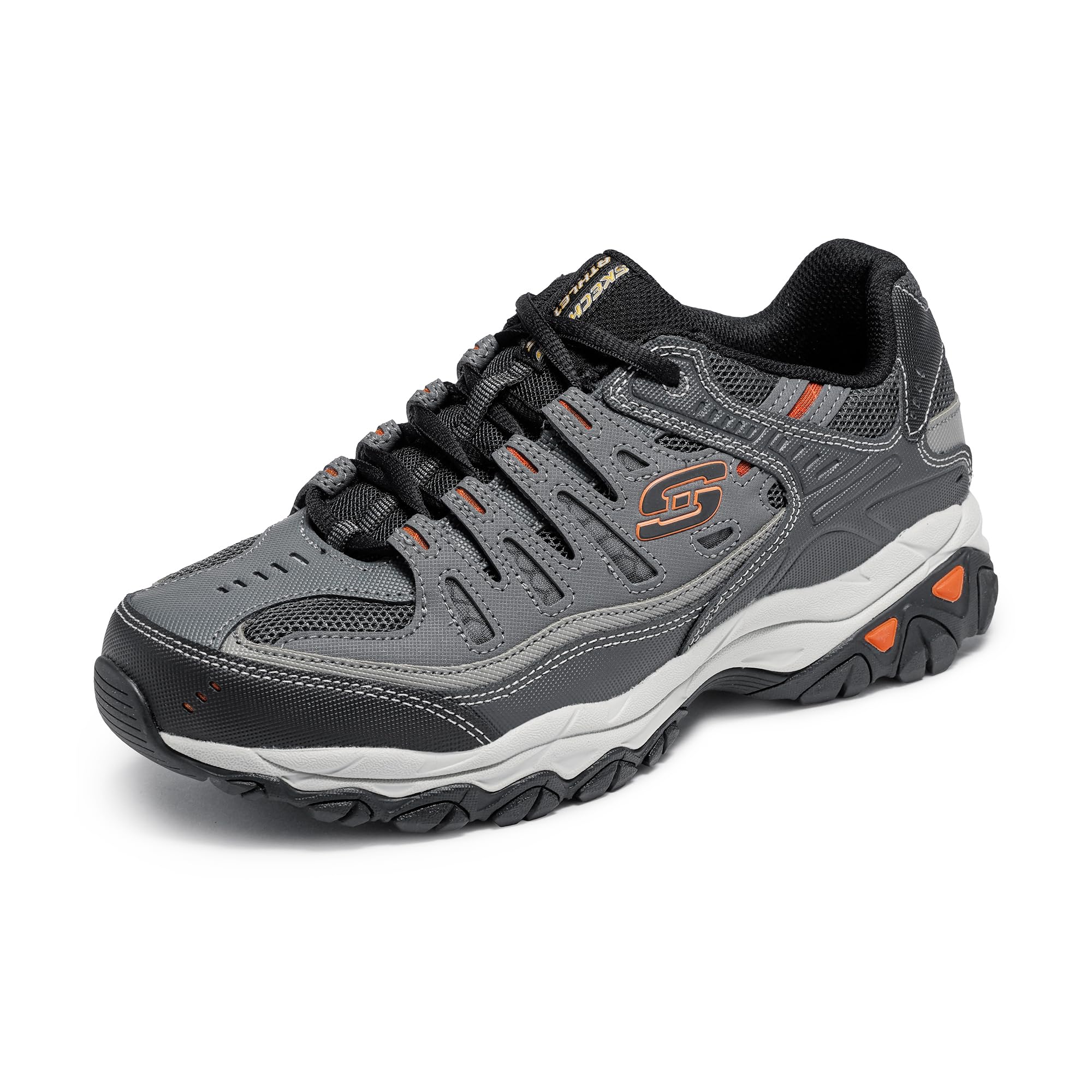 Skechers Men's Afterburn Memory-Foam Lace-up Sneaker 44.5 EU X-Wide Charcoal