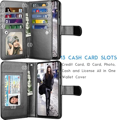 Miniatura 2 de Tekcoo Funda tipo cartera para Motorola Moto G Stylus  5G  2022  XT2215, funda de cuero sintético de lujo para tarjetas de crédito en efectivo con