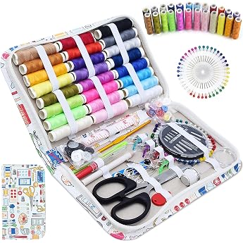 DOUBFIVSY Travel Sewing Kit with 148 Sewing Accessories Set Sewing Kit Basic Equipment Sewing Kit 24 XL Thread Spools and 30 Needles Premium Complete Sewing Kit Gifts for Mum Beginners Children DIY Emergency