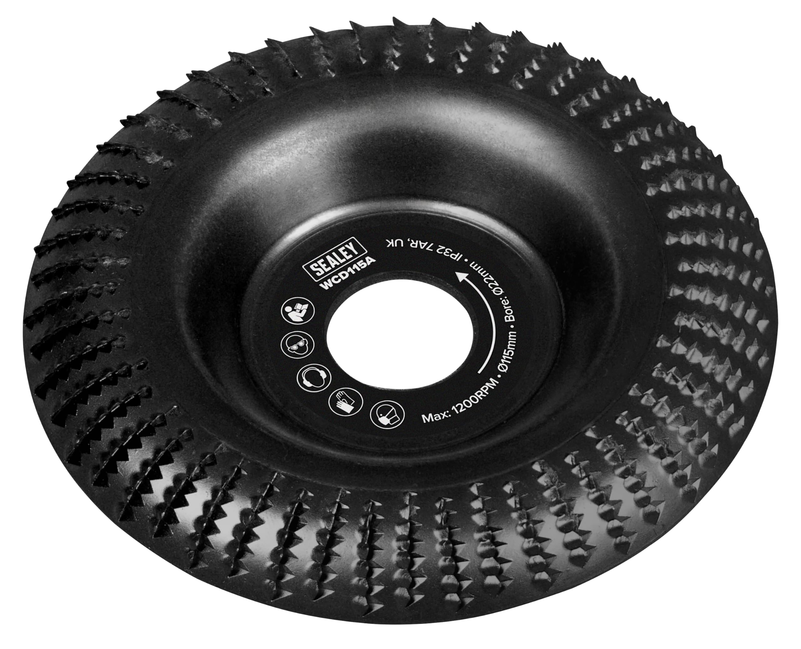 Sealey WCD115B 115mm Bevel Shape Wood Carving Disc 22mm Bore
