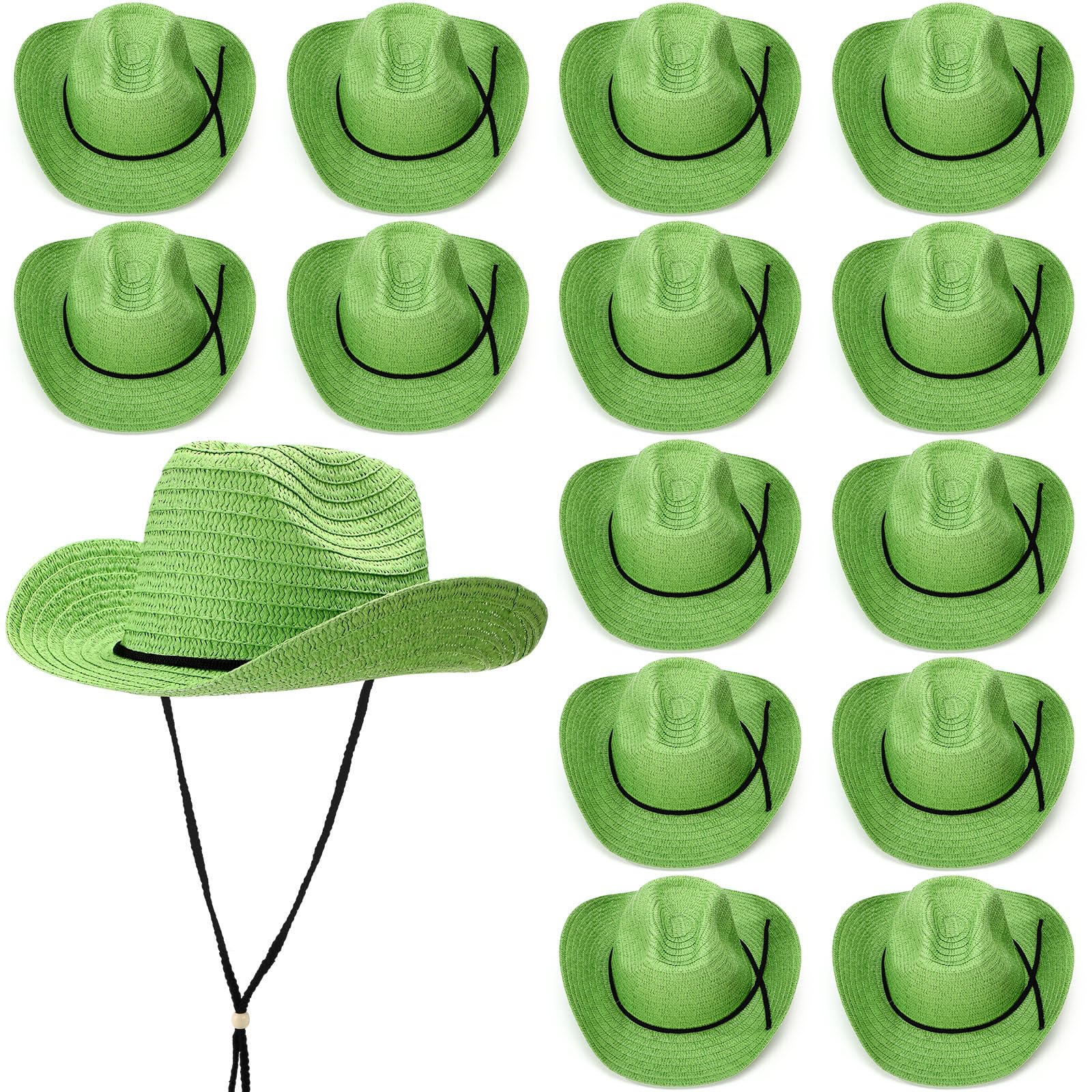 JaGely 15 Pcs Straw Cowboy Hats Bulk Party Hats for Adults