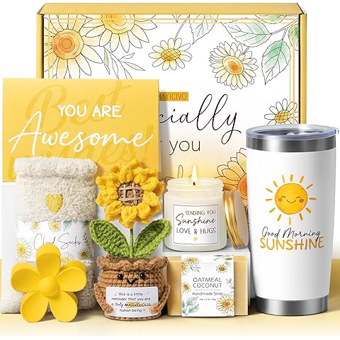 Birthday Gifts for Women Self Care Get Well Gifts Baskets Spa Care Package, Inspirational Sunflower Thinking of You Thank You Gift Sending Sunshine Box, Christmas Gift for Mom Friends Sister Teacher