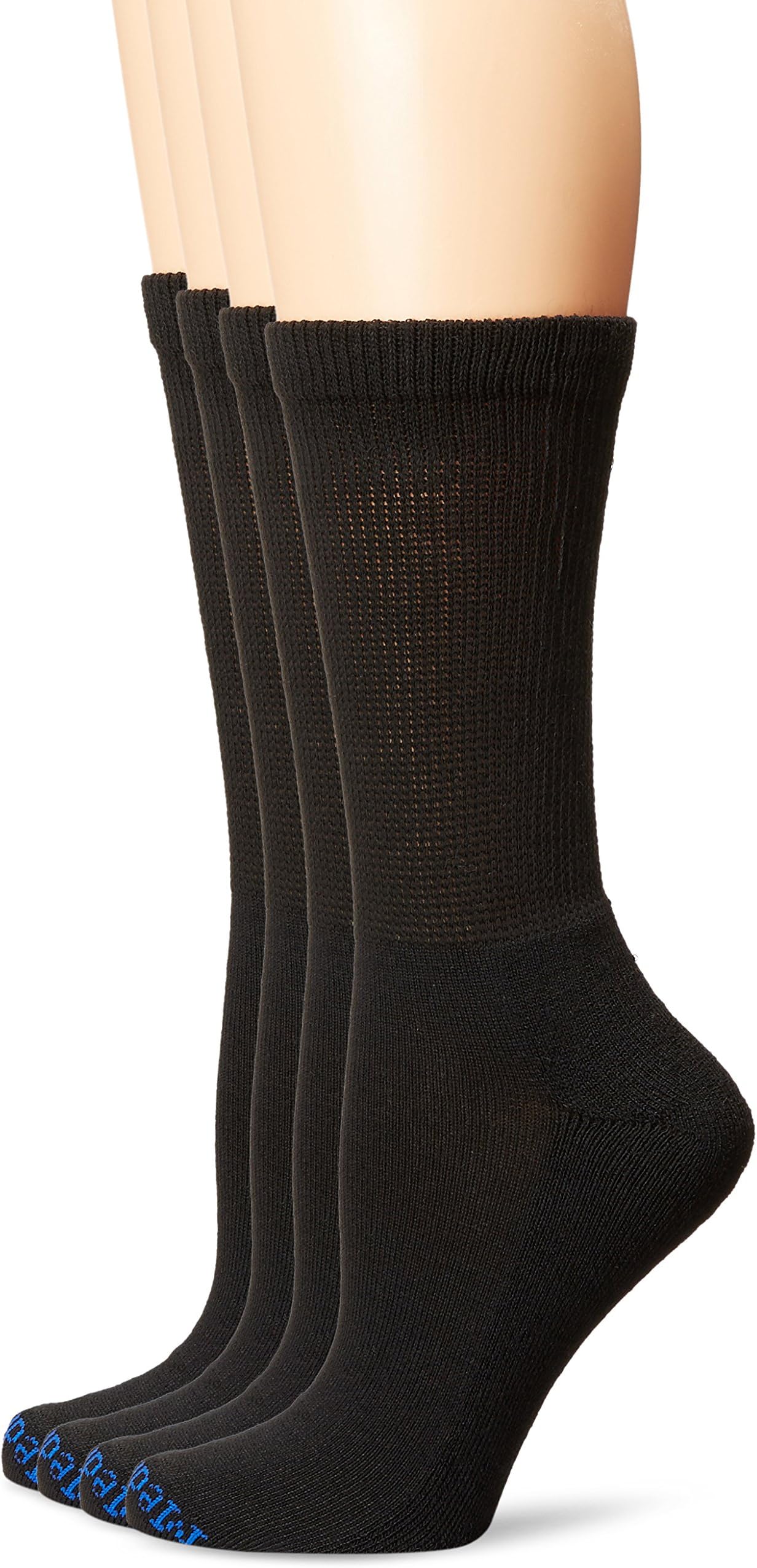 MediPEDS PEDS Women's Diabetic Crew Socks with Non-Binding Top and Cushion Sole 4 Pairs