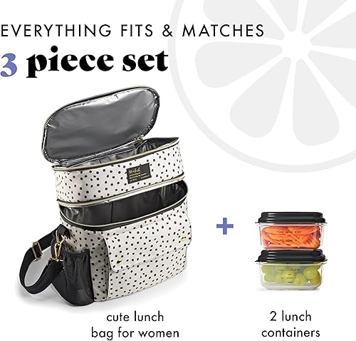Miniatura 2 de Fit & Fresh Westminster - Lonchera aislada de doble compartimento para mujer, juego completo de almuerzo con 2 contenedores, bolsa térmica aislada