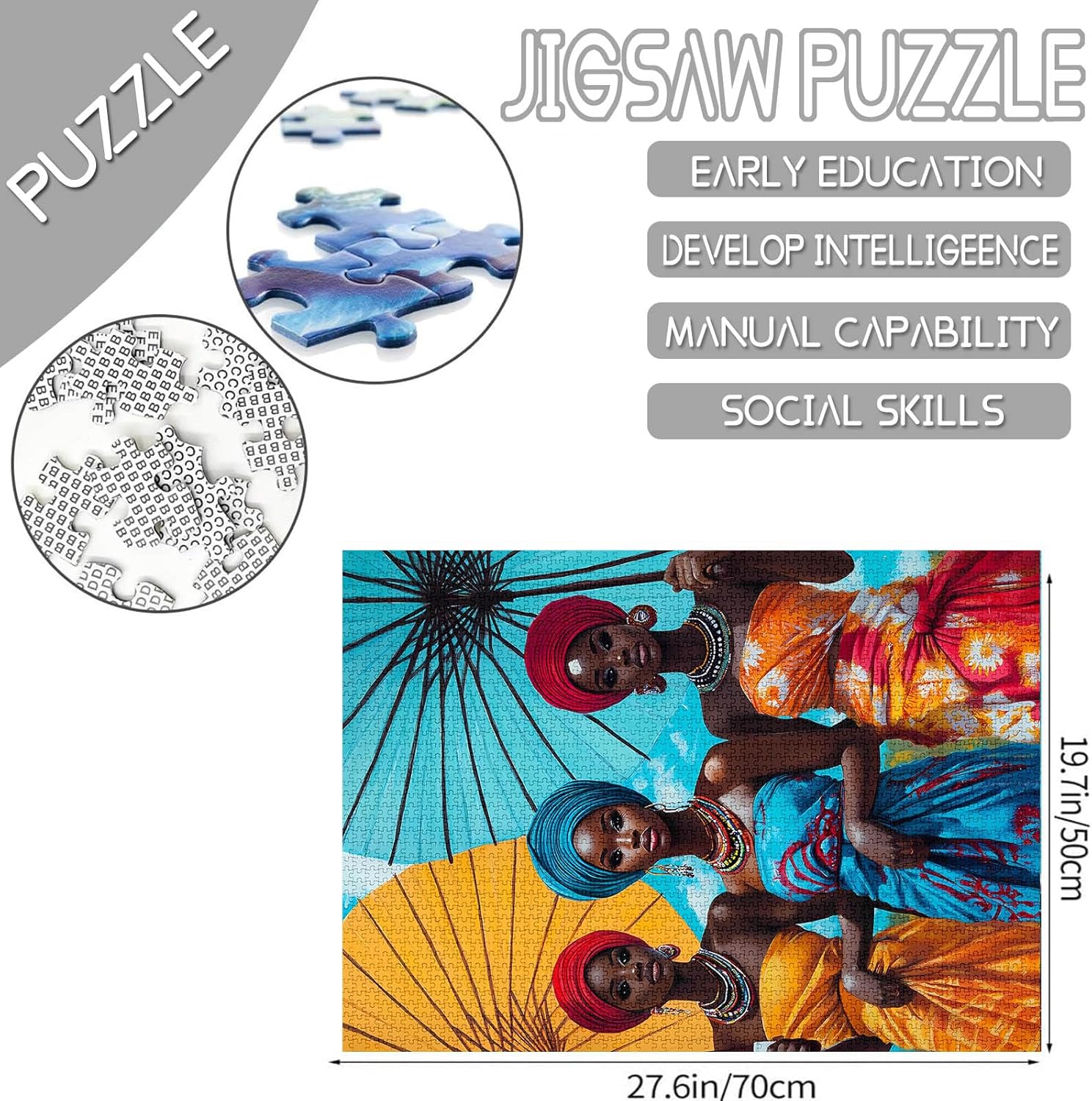 1000 Piece Jigsaw Puzzles for Adults Native Africa America Girl Painting Jigsaw Puzzle Afro Black Woman 1000 Pieces Puzzles Game African Female Art Room Decor DIY Craft Puzzle Art Gift(Colorful)