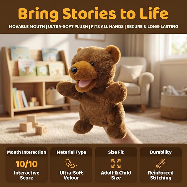 2024 Marionette a Mano con Animali per Bambini,Il Bambino Include Lupo Leone ecc.Bocche Aperte Mobili,Perfette per Raccontare storie,Insegnare,Scuola Materna,Regali di Compleanno - 2