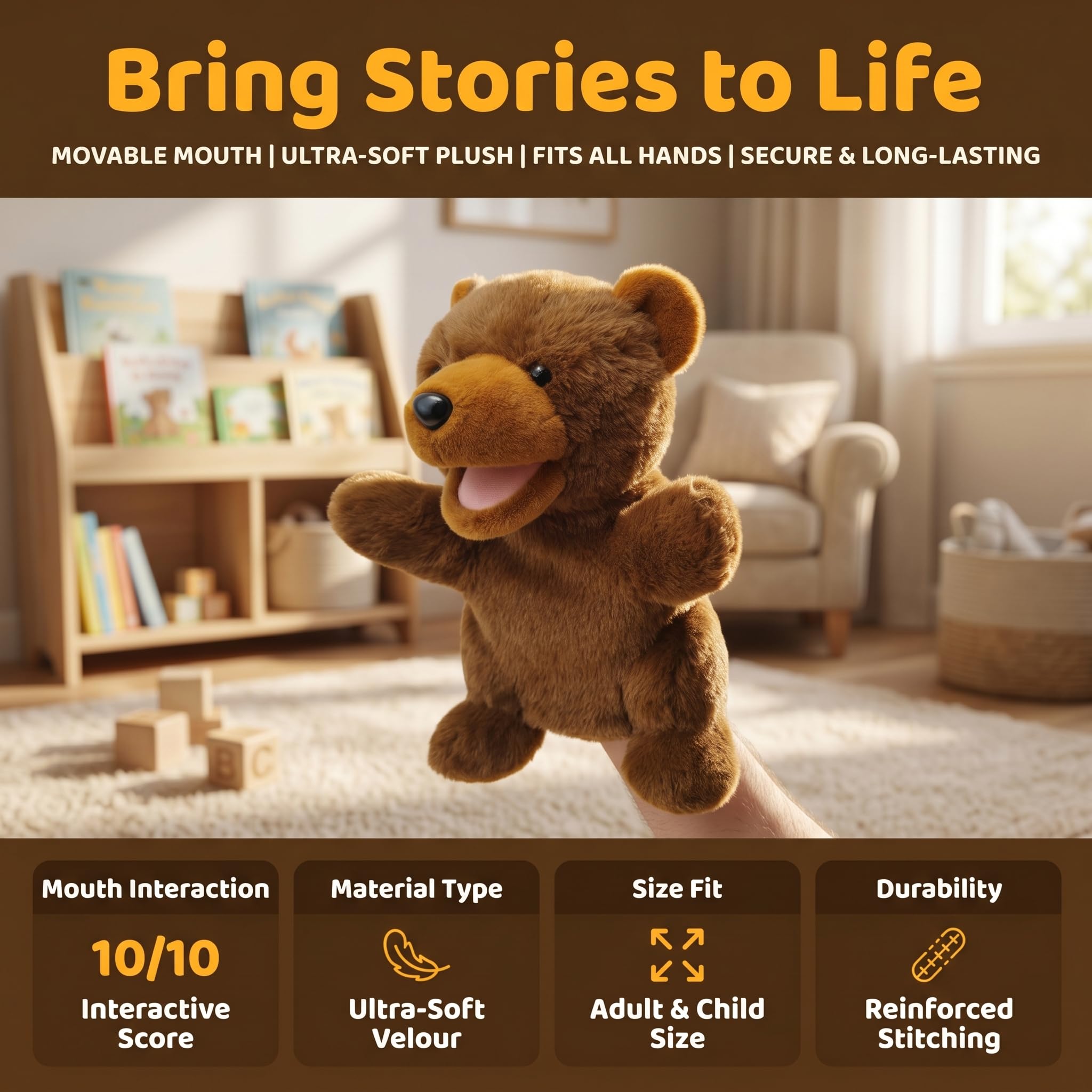 2024 Marionette a Mano con Animali per Bambini,Il Bambino Include Lupo Leone ecc.Bocche Aperte Mobili,Perfette per Raccontare storie,Insegnare,Scuola Materna,Regali di Compleanno - 2