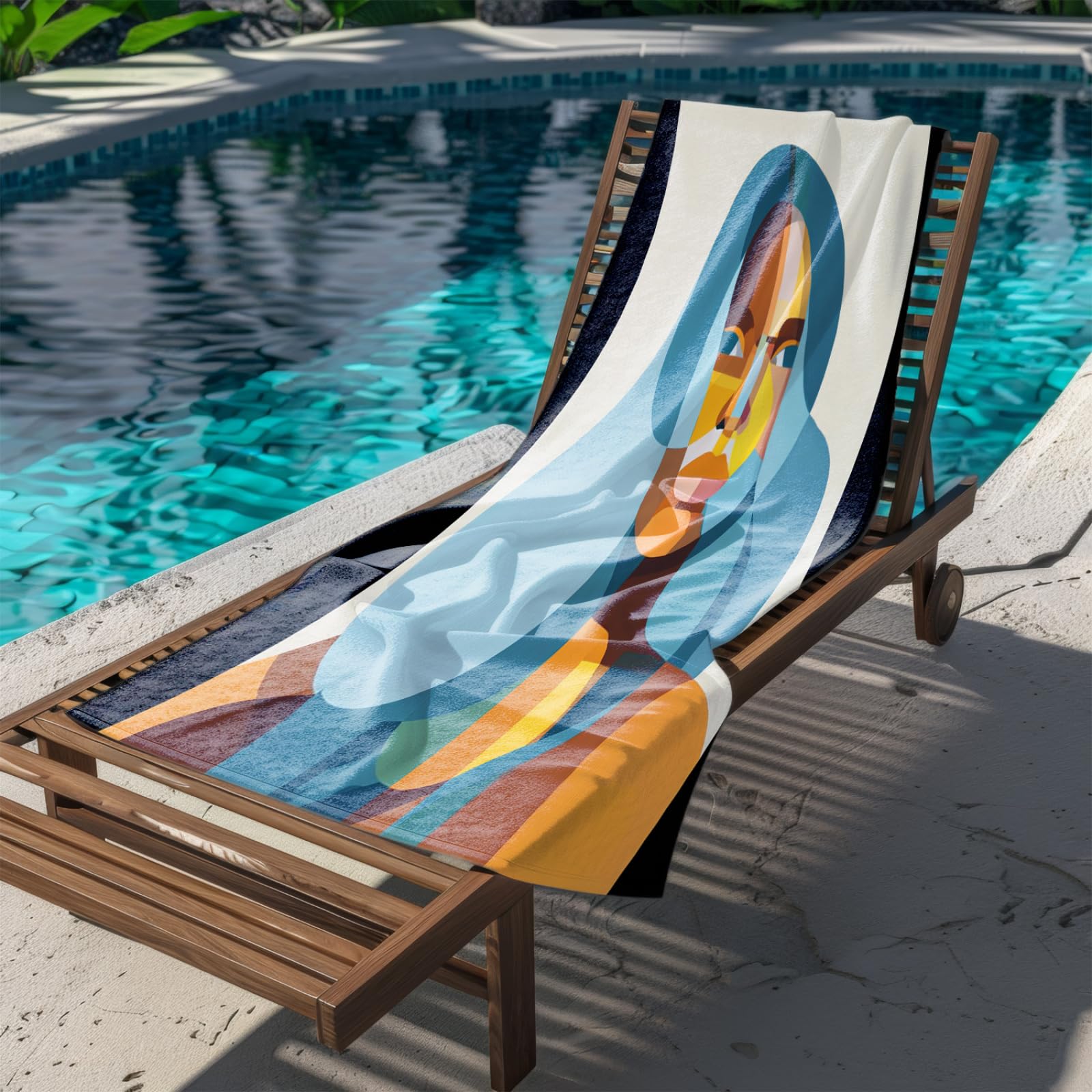 Telo Mare Microfibra 210x230 Arte Geometrica Giallo Blu Telo Spiaggia Grande Antisabbia,XXL Asciugamano Mare, Asciugatura Rapida, Stuoia Spiaggia Leggero E Portatile