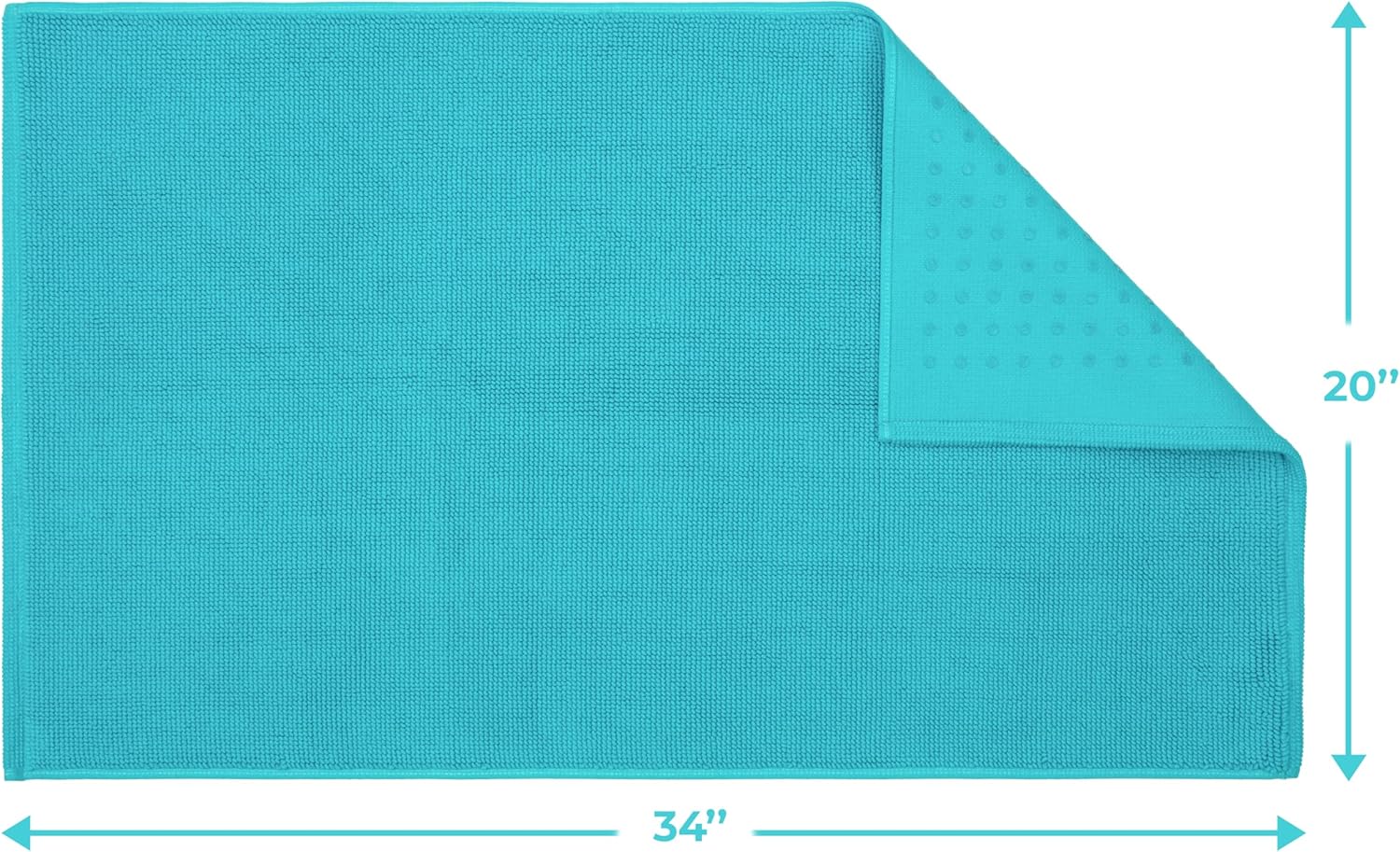 Cotton Paradise 100% Cotton Non Slip Bath Mats for Bathroom, 20x34 inch Soft Absorbent Quick Dry Machine Washable Floor Bath Mat, Turquoise Bath Rug
