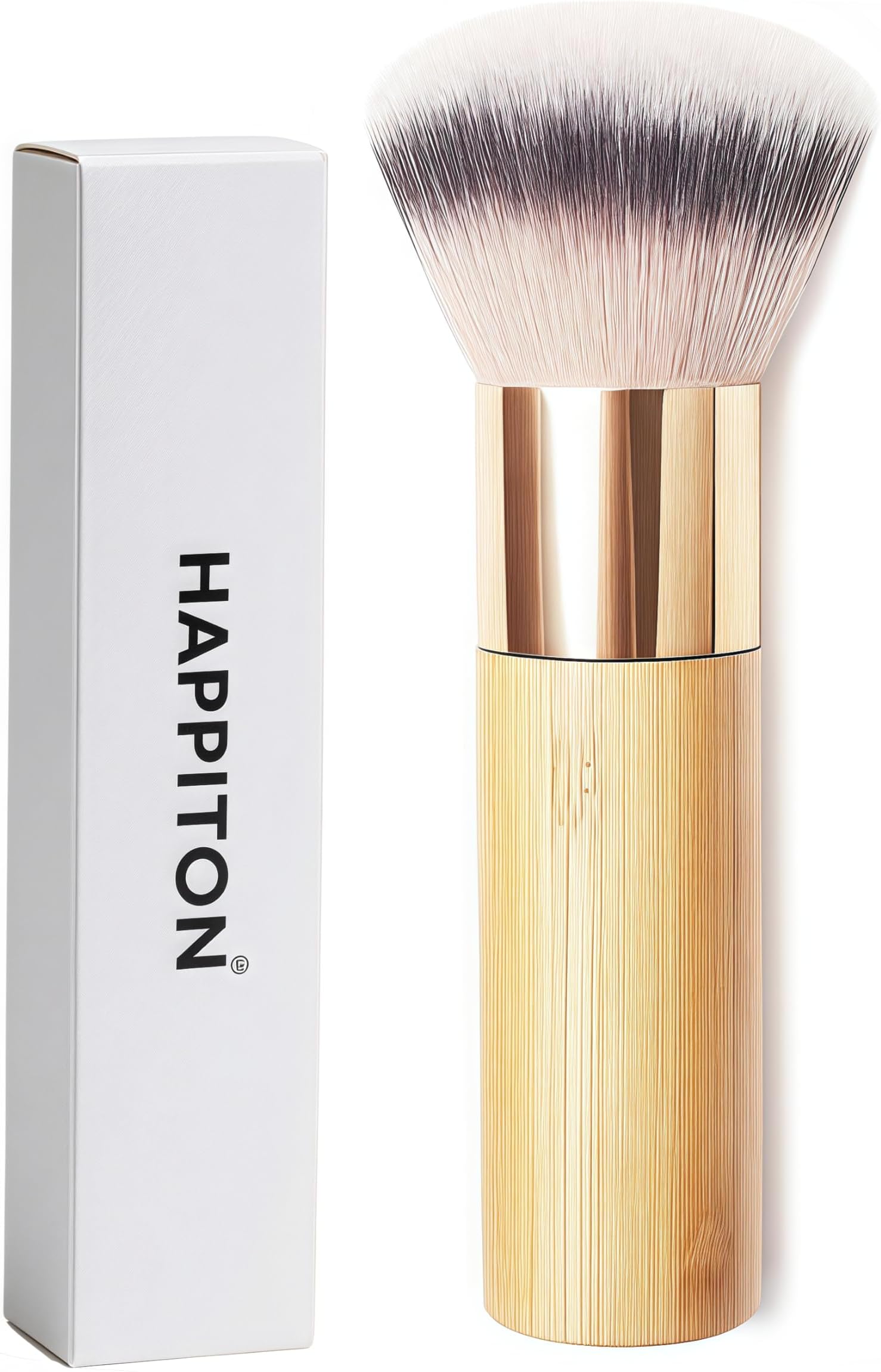 Large Face Makeup Brush with Wooden Handle – Multi-Use for Liquid, Cream & Powder – Buffing, Stippling & Concealer for Flawless Full Coverage & Seamless Blend