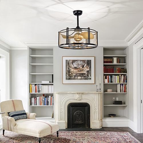 Miniatura 3 de Warehouse of Tiffany Bailey DW01W45BG - Ventilador de techo de 6 luces, 3 aspas, color negro mate, 25 pulgadas con control remoto, tamaño grande