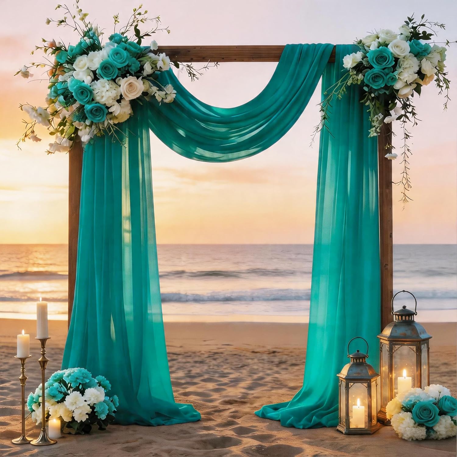 Wedding Arch Draping Fabric Teal 29" X 20FT Sheer Tulle Fabric Chiffon Drapes for Wedding Arbor Ceremony Party Bridal Shower Swag Decoration | Teal Fabric 1 Panel