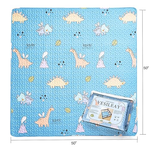 Miniatura 7 de Tapete de juego para bebé, tapete plegable lavable de 50 x 50 pulgadas, tapete de juego antideslizante para bebés y tapete de juego plegable para