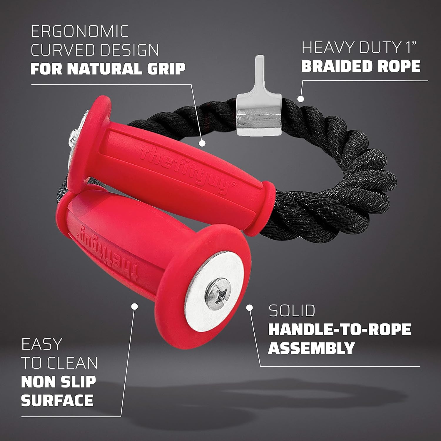 THEFITGUY Tricep Rope Ultimate Combo – 30-Inch Ergonomic Non-Slip Grips Tricep Rope Pull Down and 16.5-Inch Single Ergonomic Non-Slip Grip Tricep Rope Pull Down