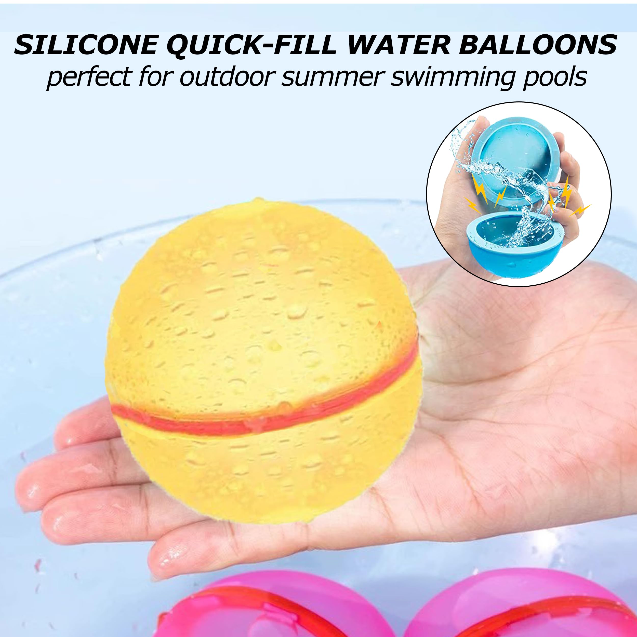 Willbetoper 12Pcs Magnetic Water Balloons, Self-Sealing Quick Fill Reusable Water Balloons for Kids and Adults Outside Summer Party