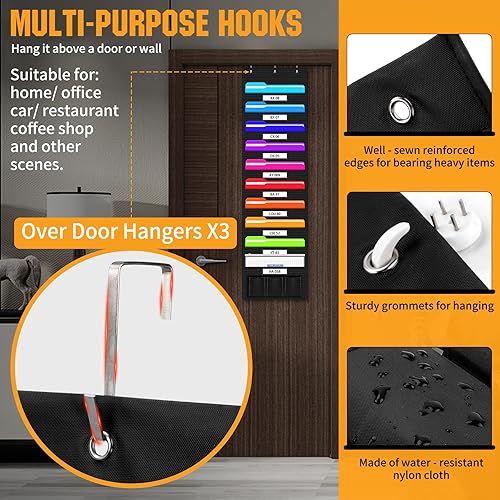 Miniatura 5 de IronSeals 10 bolsillos de almacenamiento con 10 bolsillos de etiqueta, organizador de archivos de pared colgante para aula y oficina, organiza tus