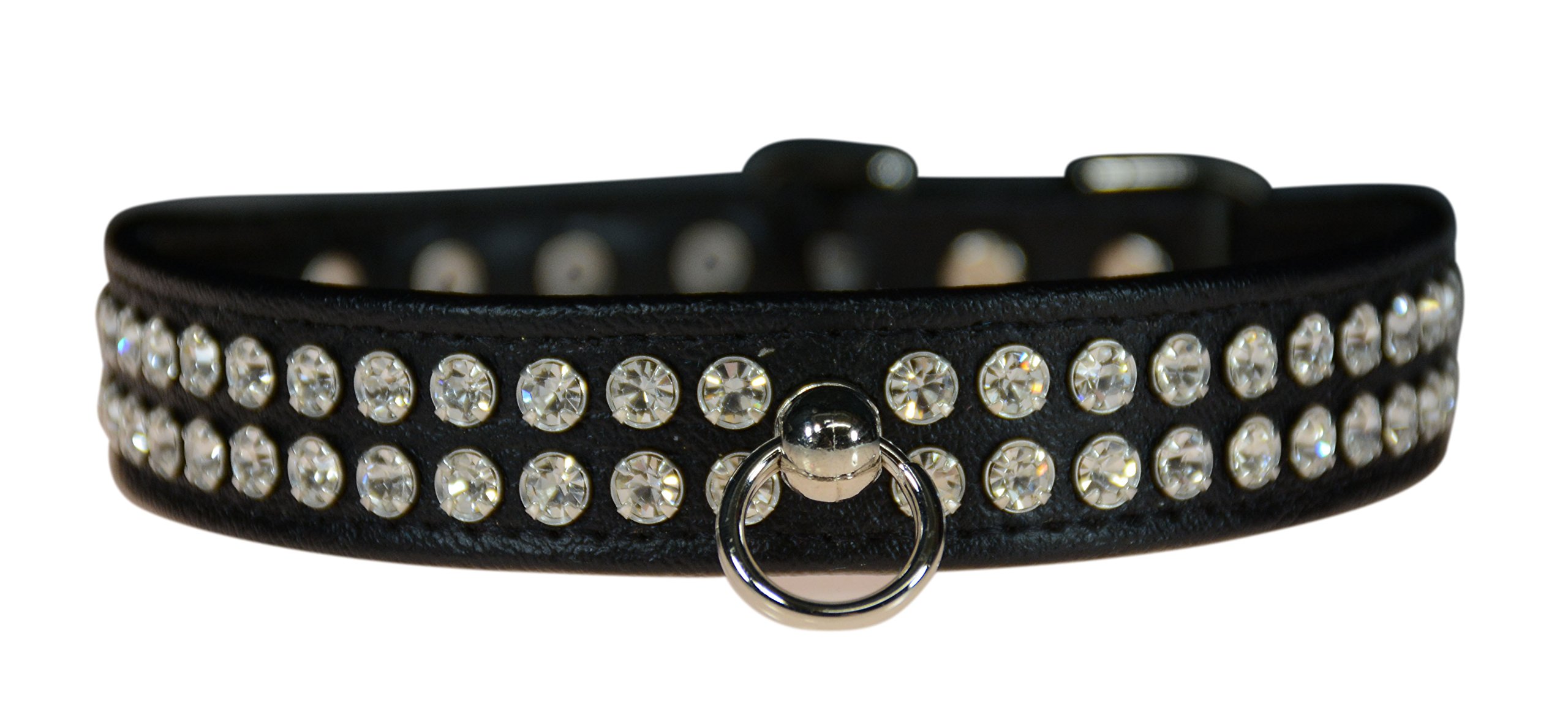 Collier en vinyle noir pour soirée avec bijoux cristal