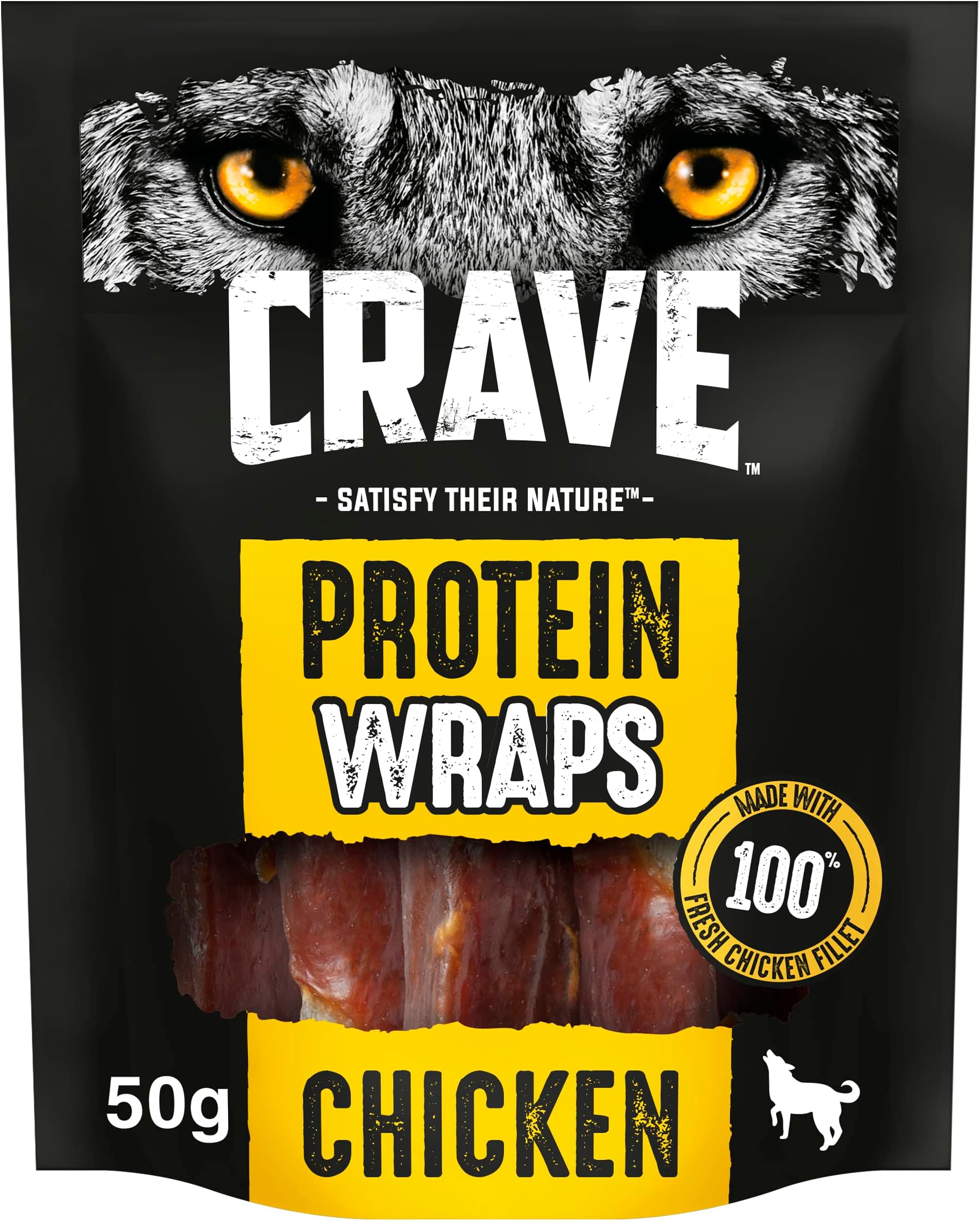 Crave Wraps - Dog Treats - for Adult Dogs - Protein Wraps with Chicken - 10 x 50 g