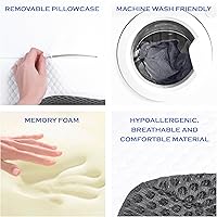 Vista 8 de Almohada cervical de espuma viscoelástica, almohadas contorneadas para el dolor de cuello y hombros, almohada ortopédica ergonómica con soporte