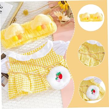 4 Set Clothes for Stuffed Animals Plush Stuffed Animal Clothes for Duck with Headbands, Skirts, Sweaters and Bags DIY Animal Accessories for Kids to Improve Hands-On Skills