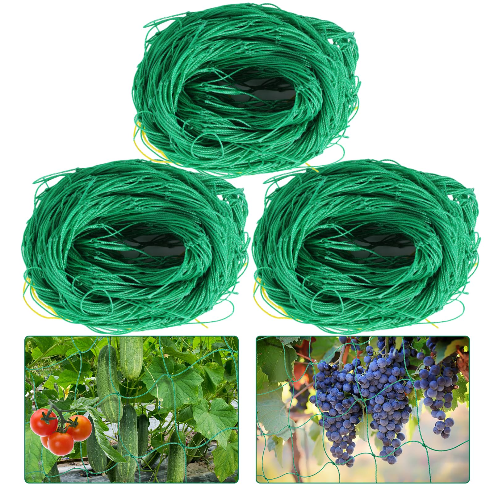 Kikhope Green Trellis Netting For Climbing Plants, 3 Packs 5.9Ft X 8.8Ft Heavy Duty Garden Trellis Netting For Cucumber, Vine, Tomato, Plants Trellis Net For Climbing Vine Plants Fruits & Vegetables