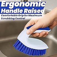 Vista 4 de PHYEX Paquete de 2 cepillos de limpieza, cepillo de limpieza con cerdas rígidas, limpiador de mano para baño, ducha, azulejos, alfombras, bañera