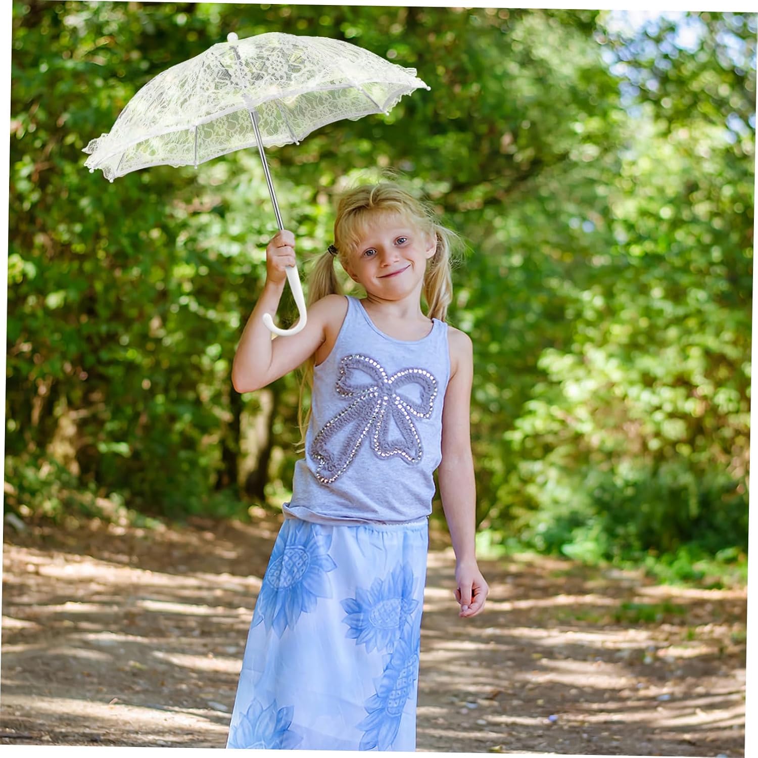 10pcs Lace Parasol Umbrella for Weddings Vintage Bridal Accessory Elegant Photo Prop for Parties and Dances Comfortable Grip Floral Design