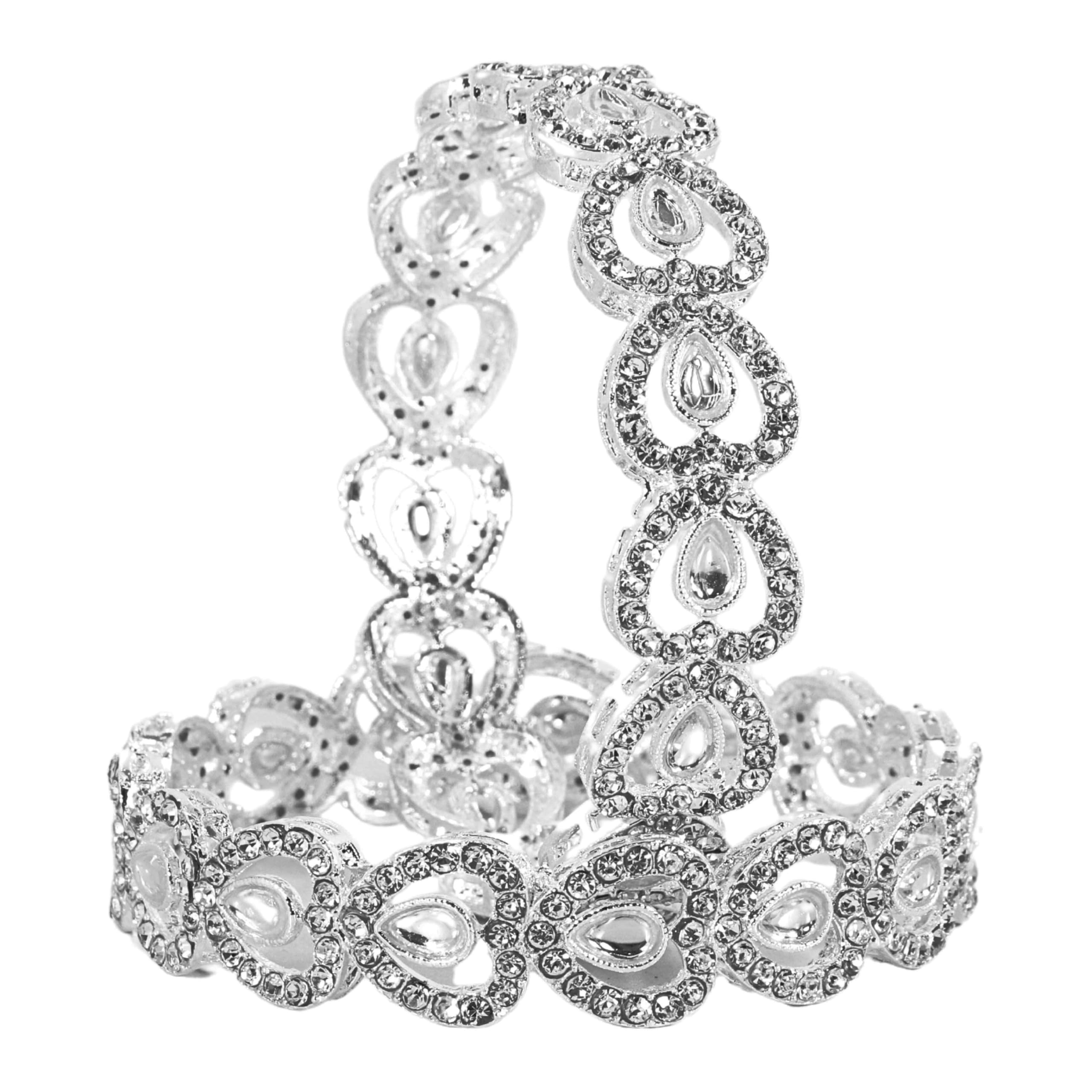 LAVAZZA Designer Metal Bangles Set For Women & Girls with Zircon & Kundan Stone | Silver Bangles | Womens Bangles | Diamond Kada | diamond kangan-(LV_RH2-Silver-2.6) (B0DDCP2427) Amazon Price History, Amazon Price Tracker