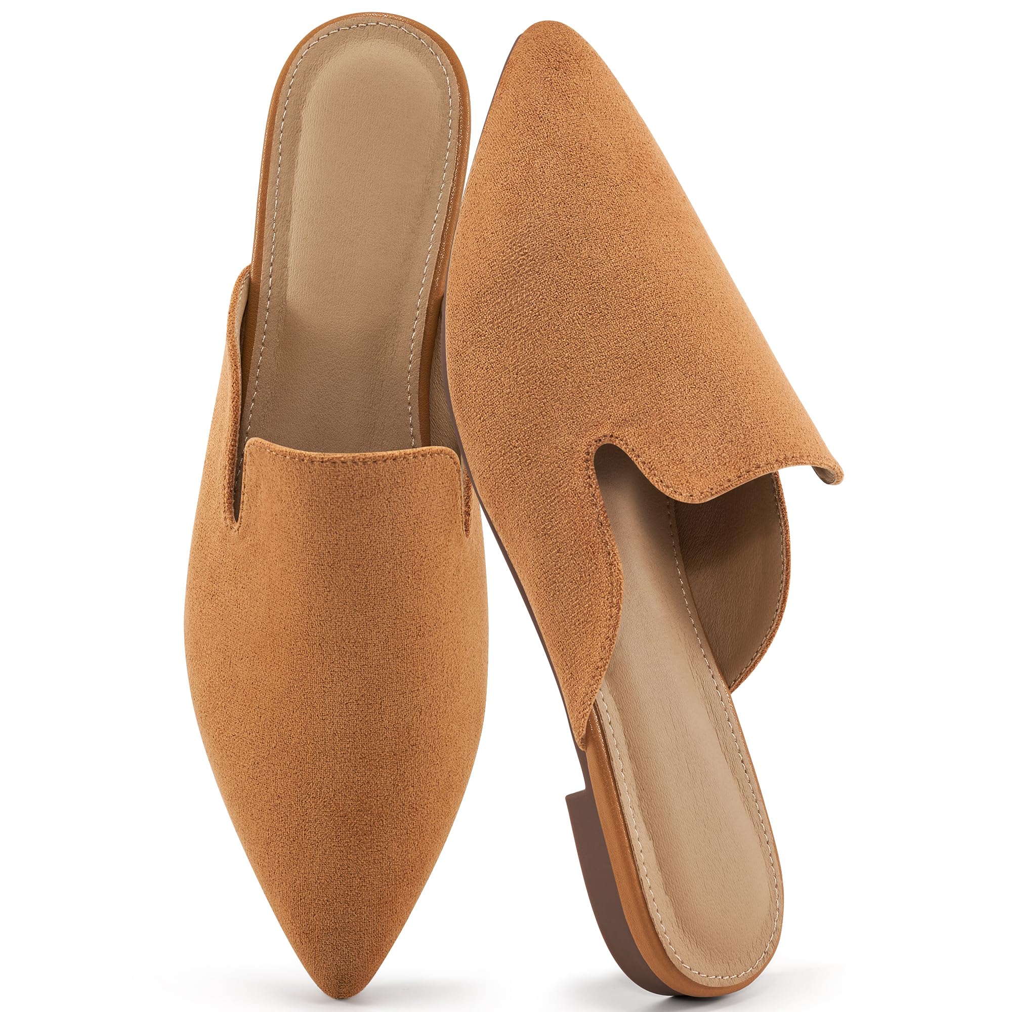 Ecetana Womens Mules Flats 2026 Pointed Toe Dressy Slip On Work Shoes for Business Comfortable Casual Slides Backless Loafers