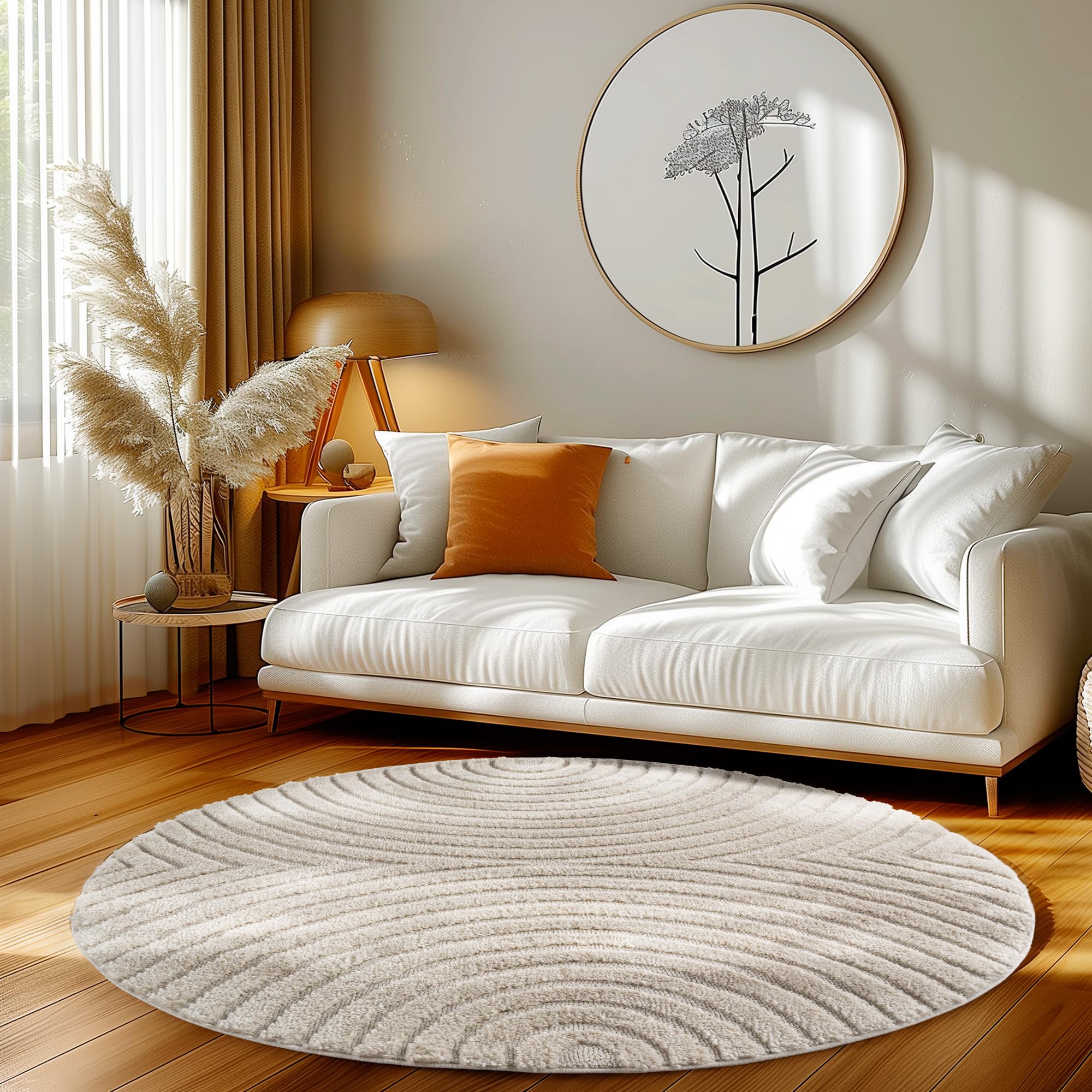 Tapis shaggy doux et moelleux effet relief crème 80 cm robuste