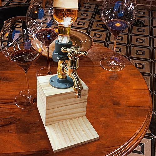 Miniatura 3 de Dispensador de alcohol, dispensador de botellas de licor, diseño único de madera con soporte en forma de grifo, accesorios de alcohol, regalo ideal