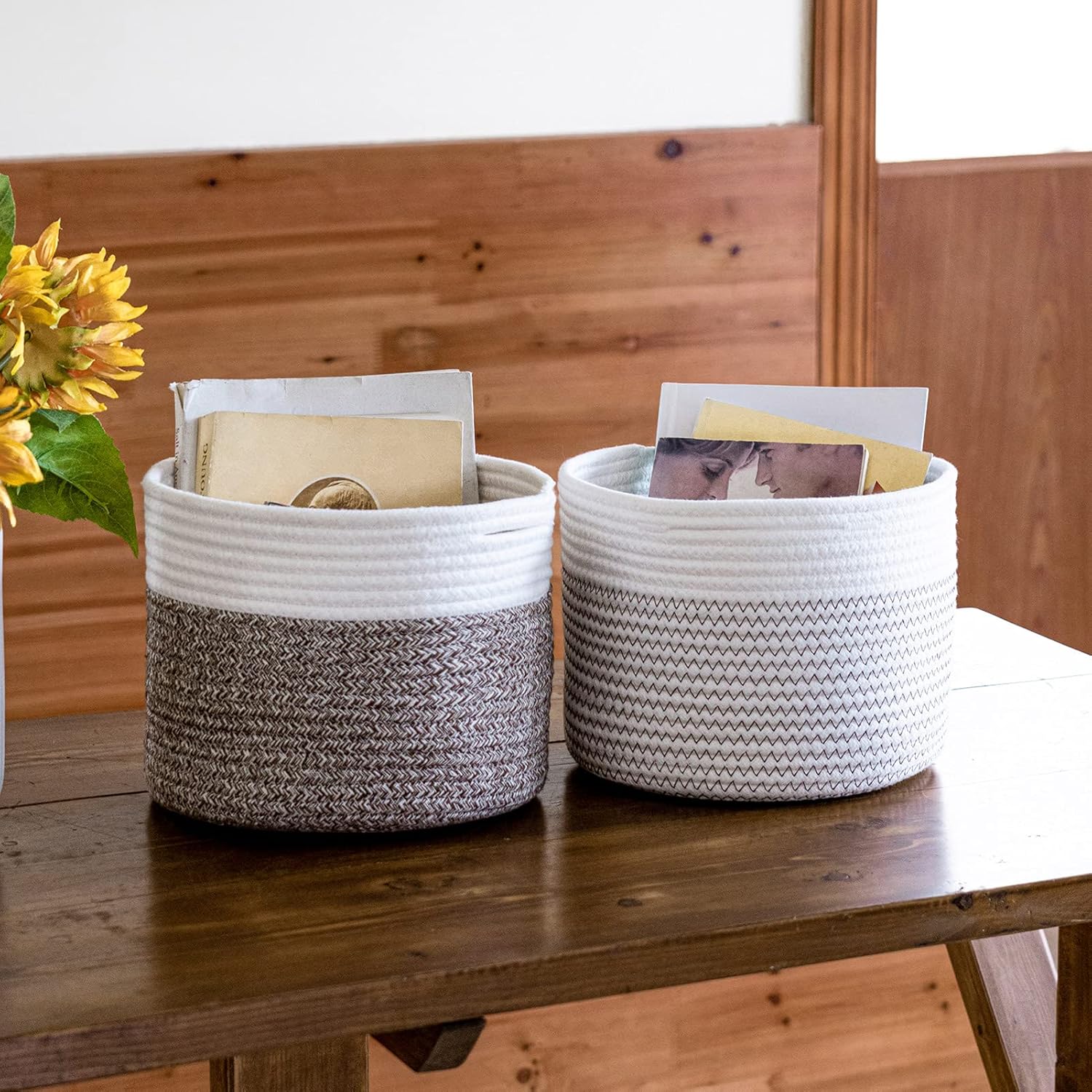 INDRESSME Goodpick Small Cotton Rope Basket Toy Storage Bin (Set of 2) Home & Kitchen