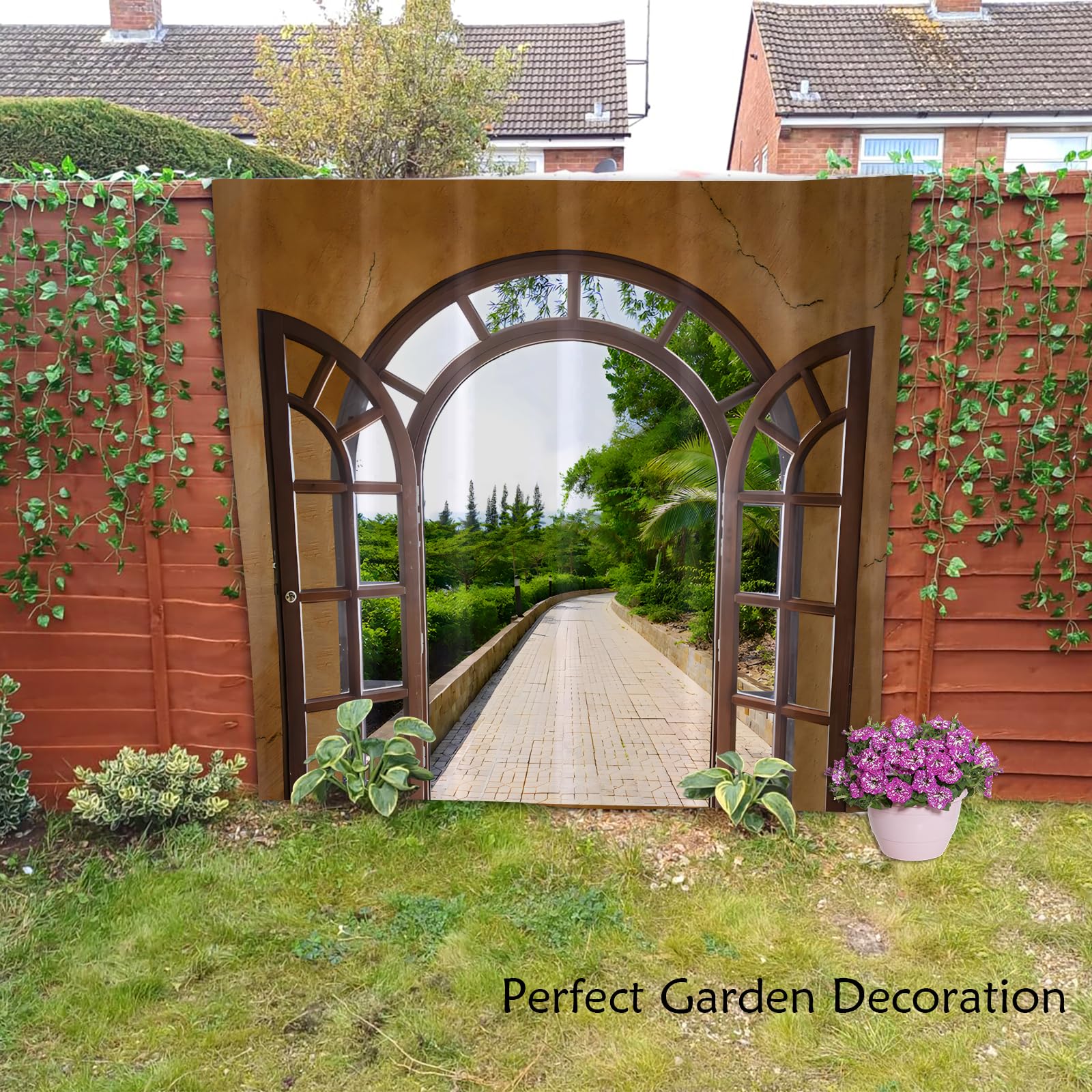 Outdoor Garden Shower Curtain, Greenery Cascading Over an Old Dry Stone Exterior Garden Wall - Image 2