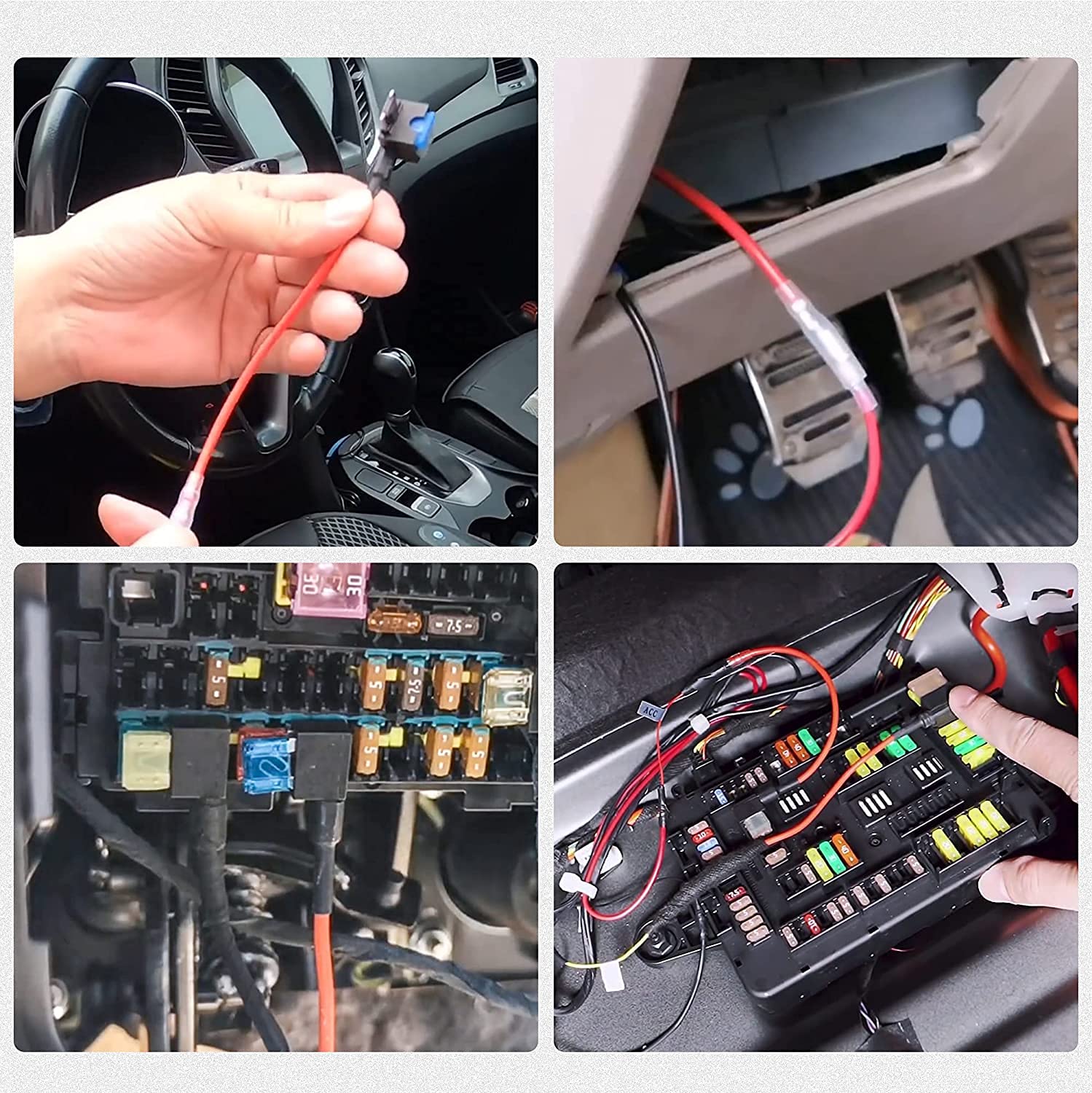 GUUZI 6 szt 12V-24V Adapter Bezpiecznika Micro 2 Add-A z Wiązką Przewodów, Uchwyt Bezpiecznika Micro 2 z 6 szt Zapasowe Bezpieczniki(5A/10A/15A)
