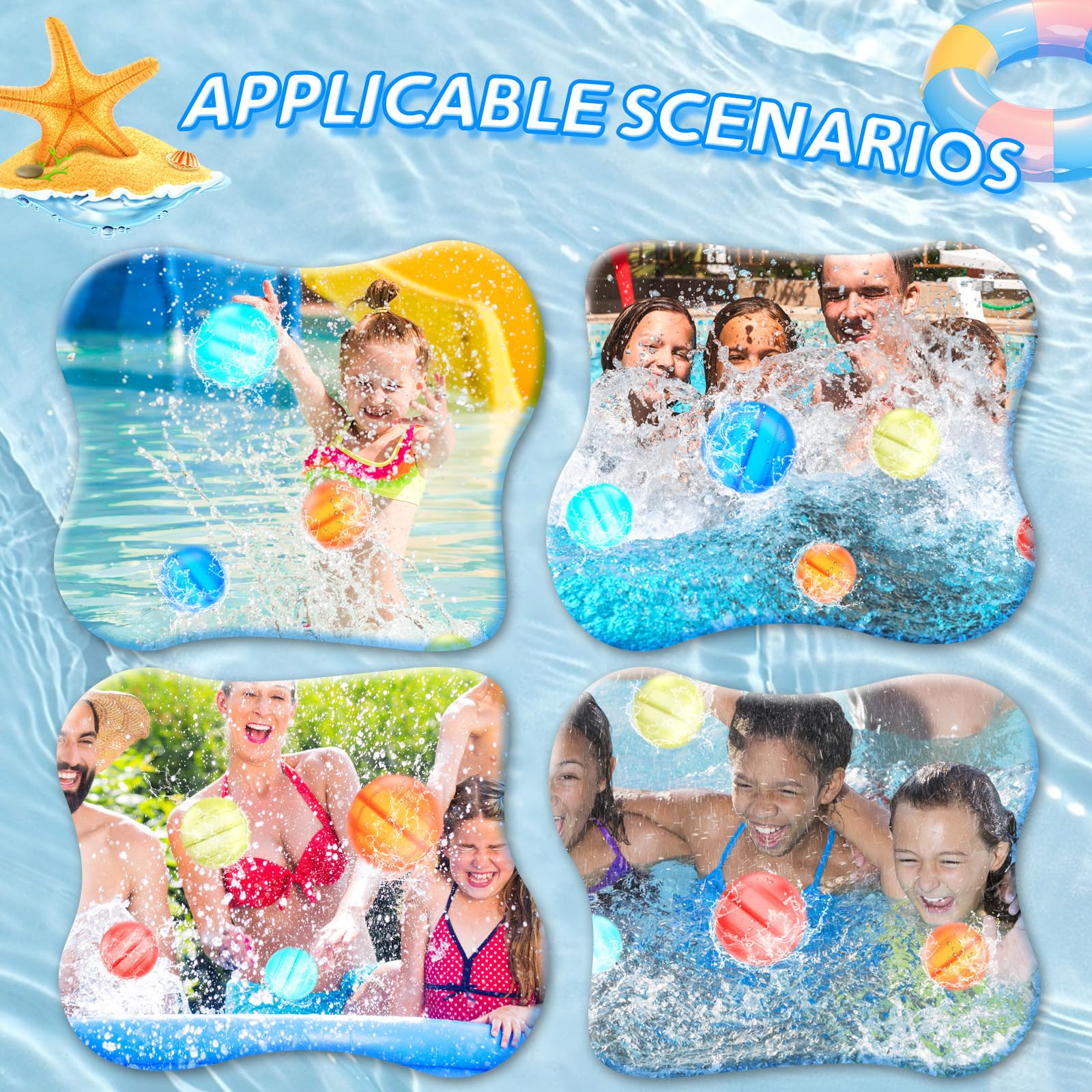 Reusable Water Balloons for Kids Water Bombs Splash Balls for Pool Refillable Quick Fill for Water Fight Game Water Park - Image 4