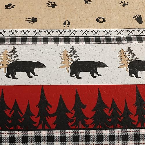 Miniatura 4 de Juego de edredón de tamaño QueenMatrimonial, ropa de cama rústica de cabaña, colcha reversible para el hogar, colcha ligera para el hogar, colcha de