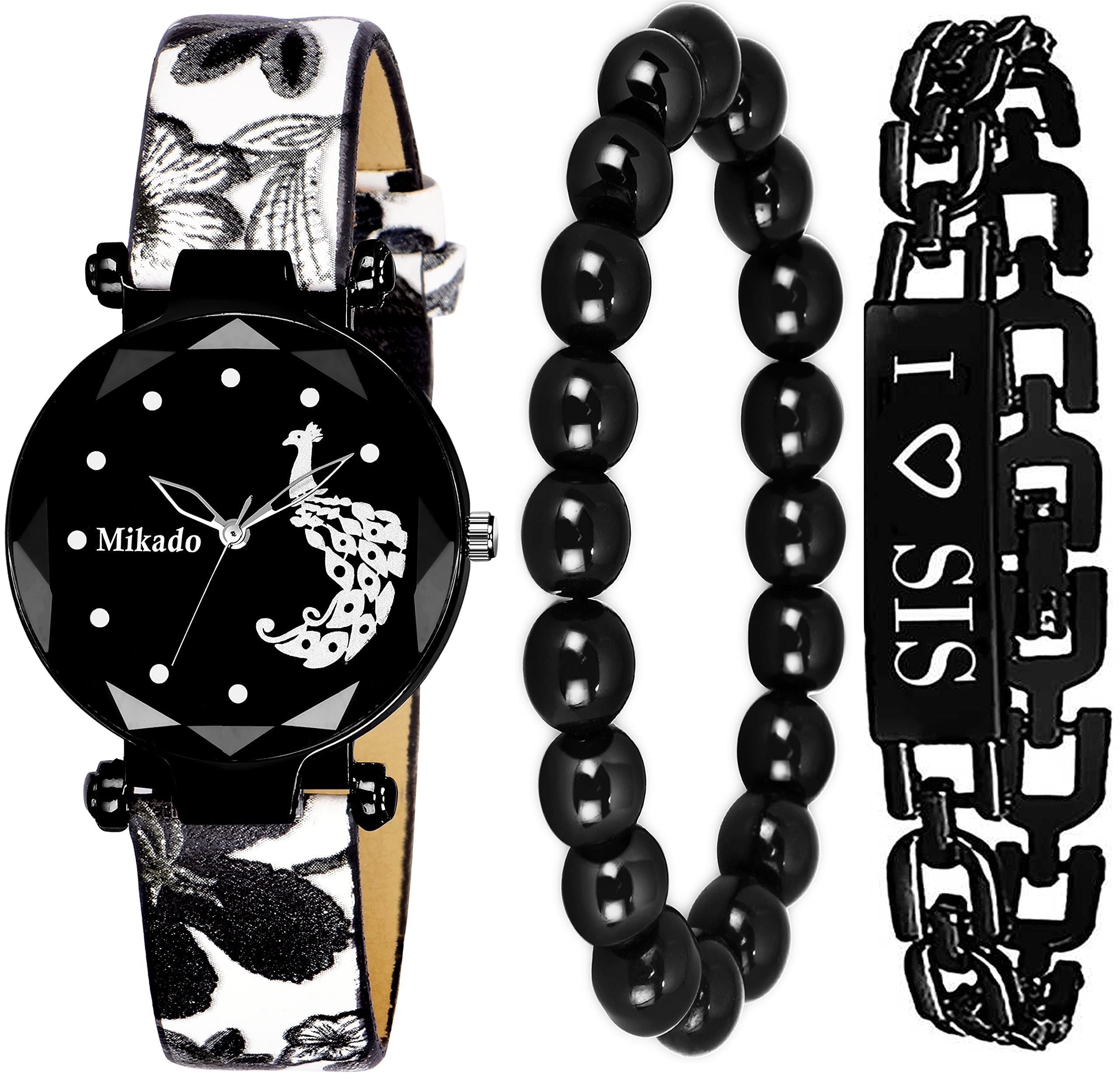 Mikado Sista Love Sign Analog Watch with Crystal Bead Bracelet & Metallic Bracelet Set Analog Watch - for Women (B098K716CL) Amazon Price History, Amazon Price Tracker