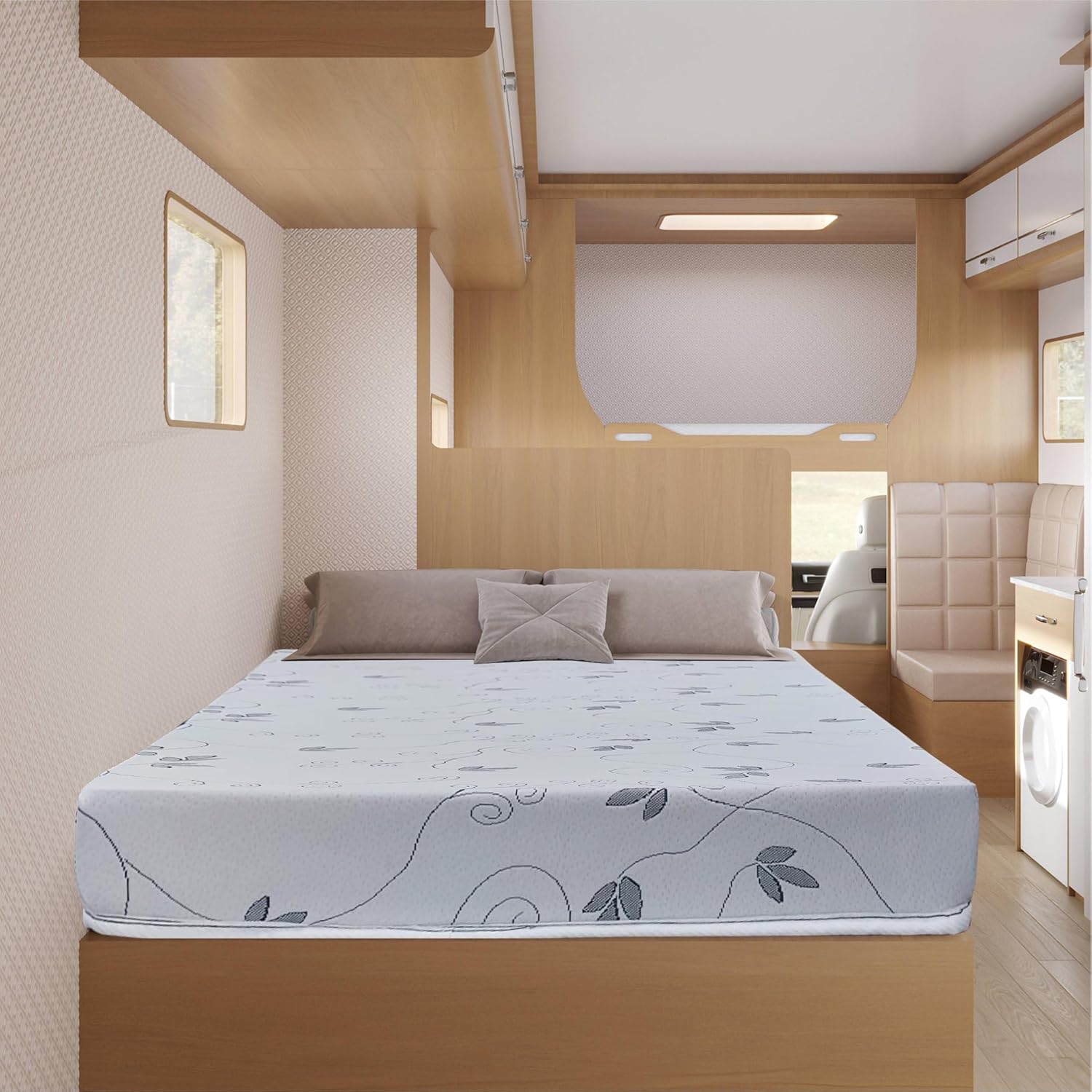 Greaton, 8-Inch High Density Foam RV Mattress Replacement, Medium Firm, Travel Camper Trailer Truck and Bunk, Pressure-Relief Support, Made in USA, 75" x 32"