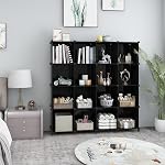 Organisateur de stockage Cube, DIY portatif 16-Cube Étagères de rangement et d'organisation de placards, étagères modulaires de bureau à domicile pour le salon, chambre, salle de bains, placard noir