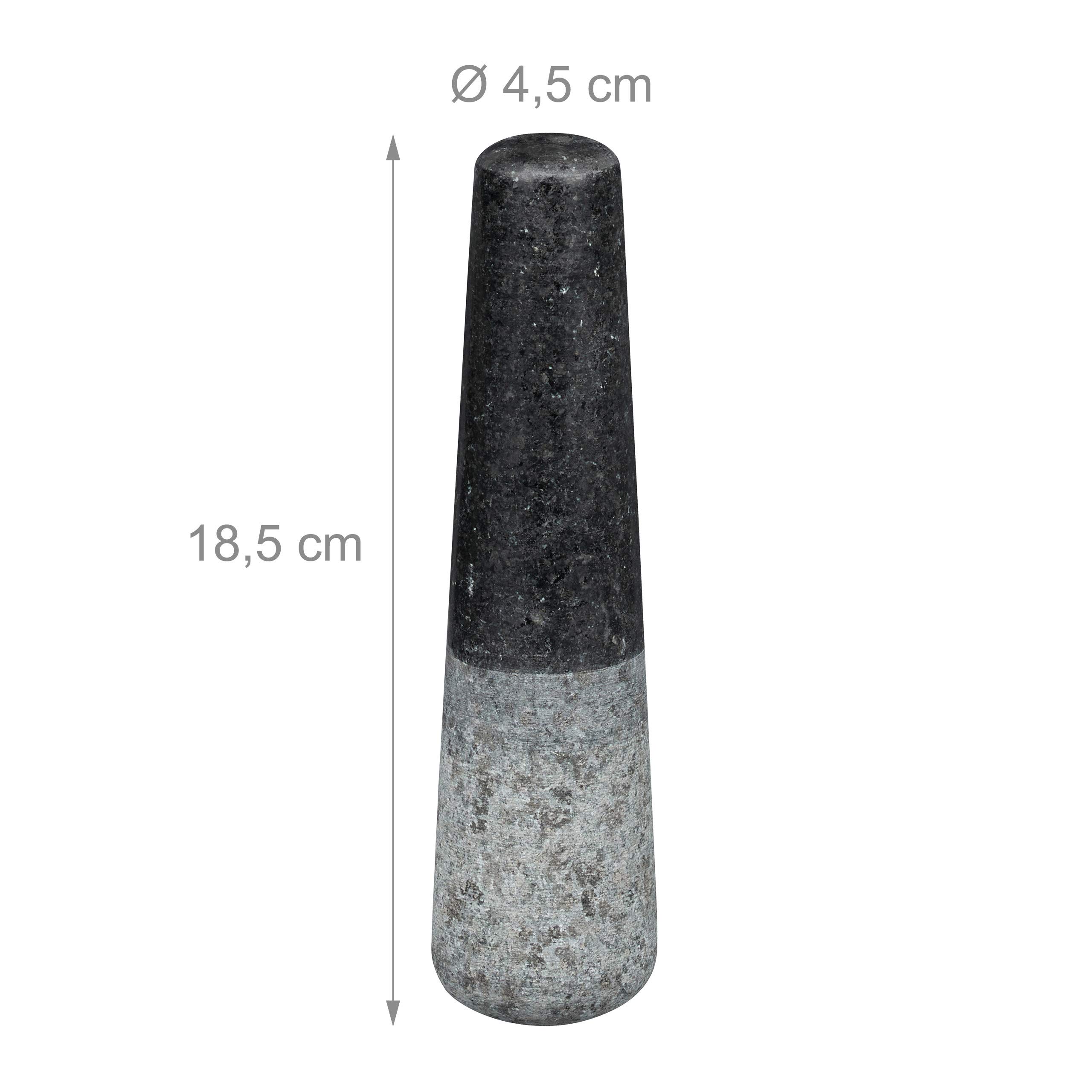 Relaxdays Mortier et pilon, XXL, granit, épices et herbes,750 ml,6,75 kg, mortier en pierre 12x19,5x19,5cm, noir