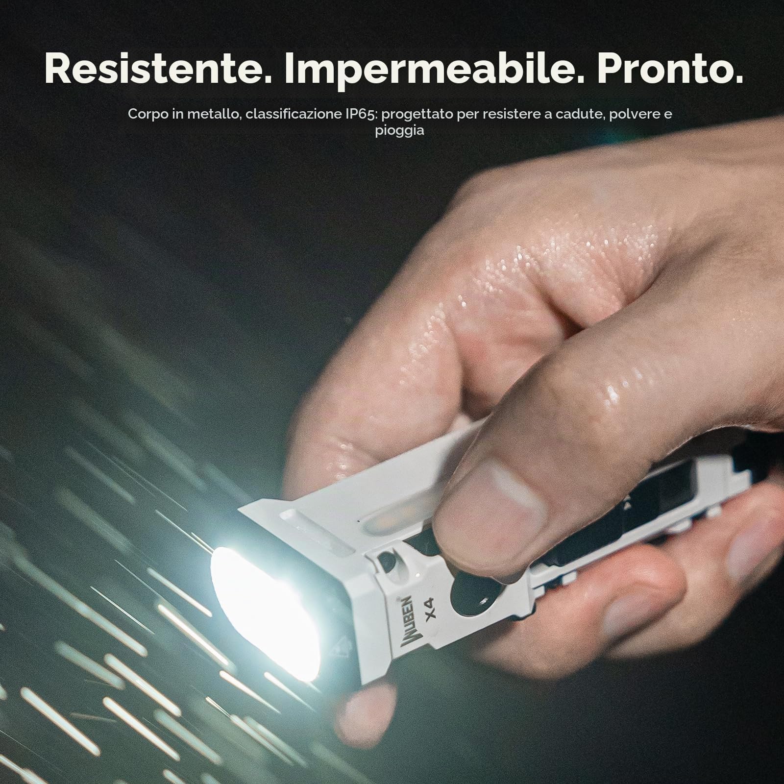 WUBEN X4 EDC - Torcia piatta con luce RGB, 1500 lumen, mini torcia con interruttore tattico e magnetico, IP68, portatile, con clip, USB C, per campeggio, controlli, emergenze