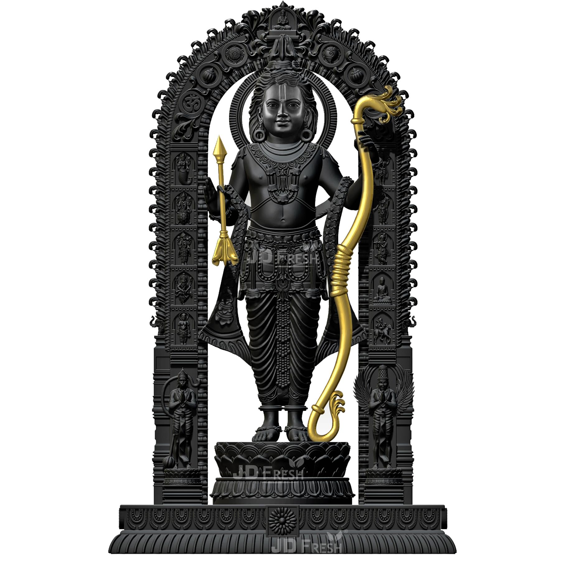 8 Inch Shree Ram Lalla Murti in ayodhya mandir Ramlalla Temple Idol for Pooja Shree ramlalla ayodha murti Colour Black & Golden 8 inch