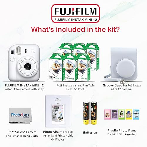 Miniatura 2 de Fujifilm Paquete de cámara instantánea Instax Mini 12 con película instantánea Fujifilm Instax Mini (60 hojas) con accesorios que incluyen funda